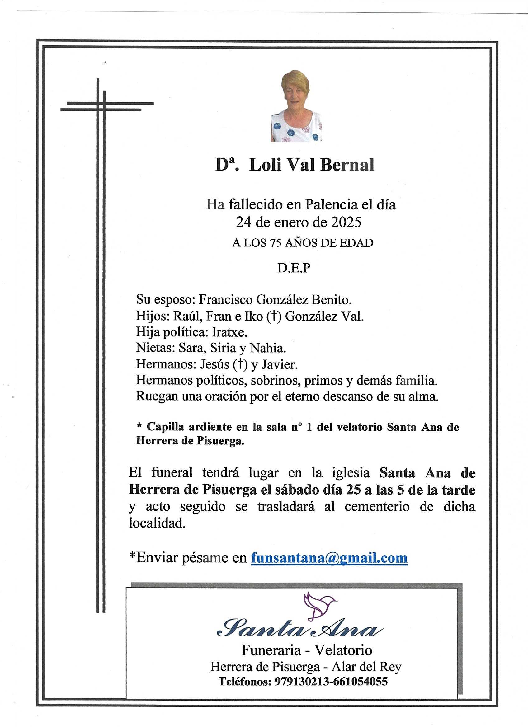 Obituary Dª. Mª Dolores Val Bernal