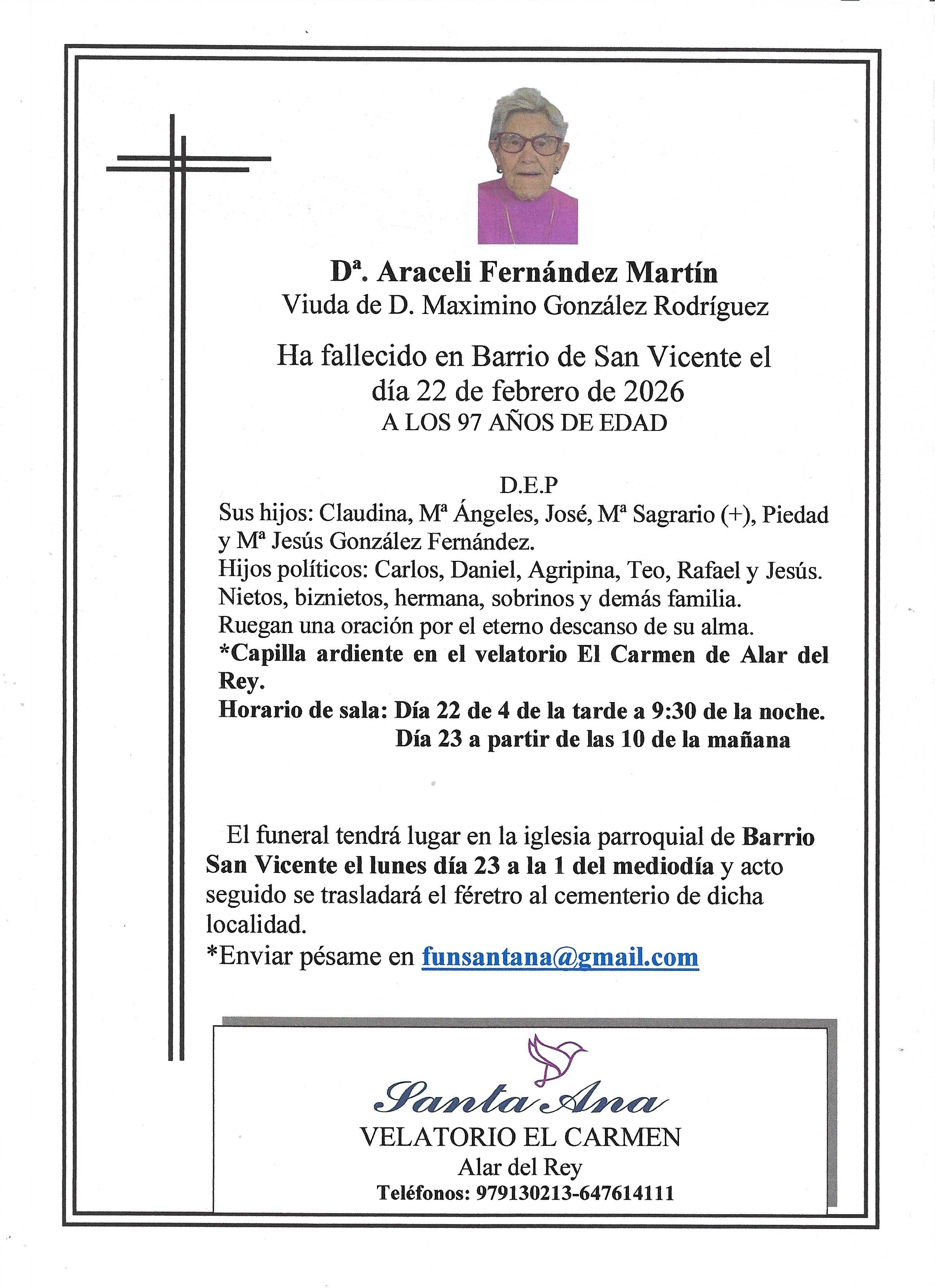 Obituary Araceli Fernández Martín