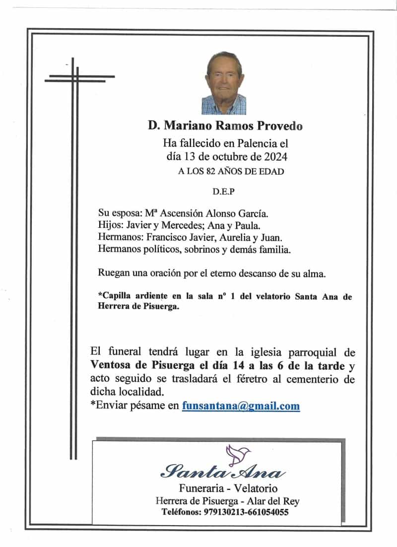 Obituary D. Mariano Ramos Provedo