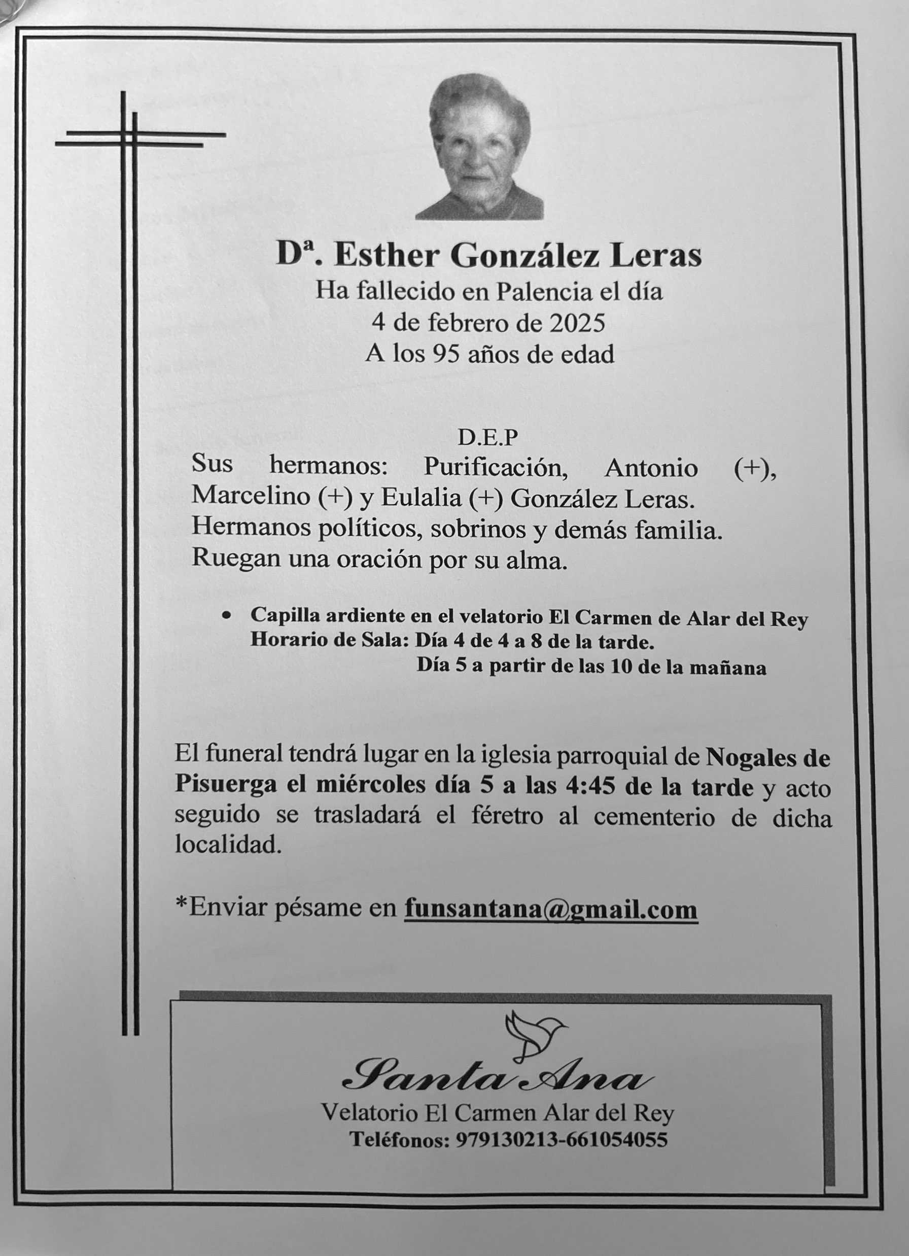 Obituary Dª Esther González Leras