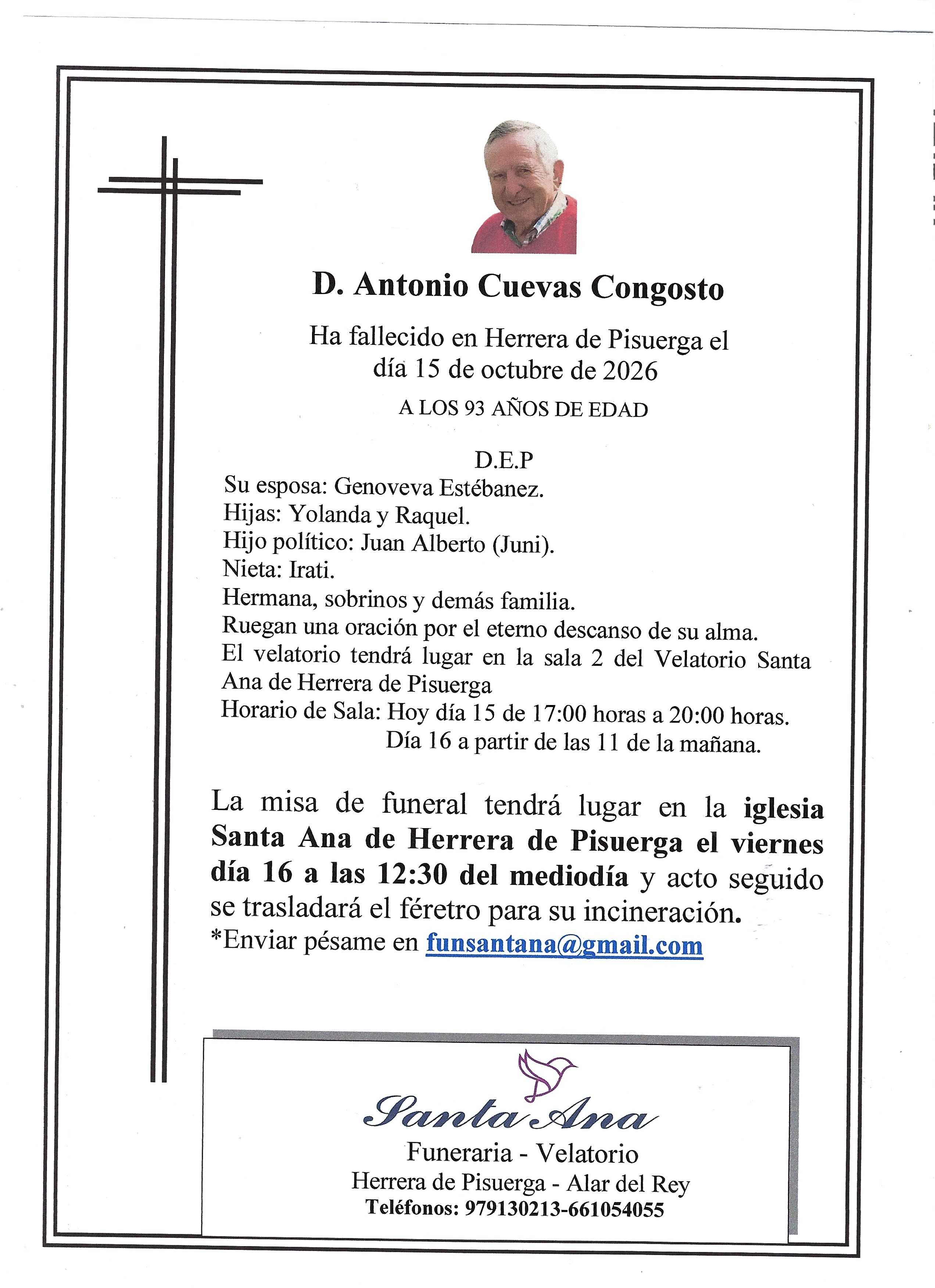 Obituary Antonio Cuevas Congosto