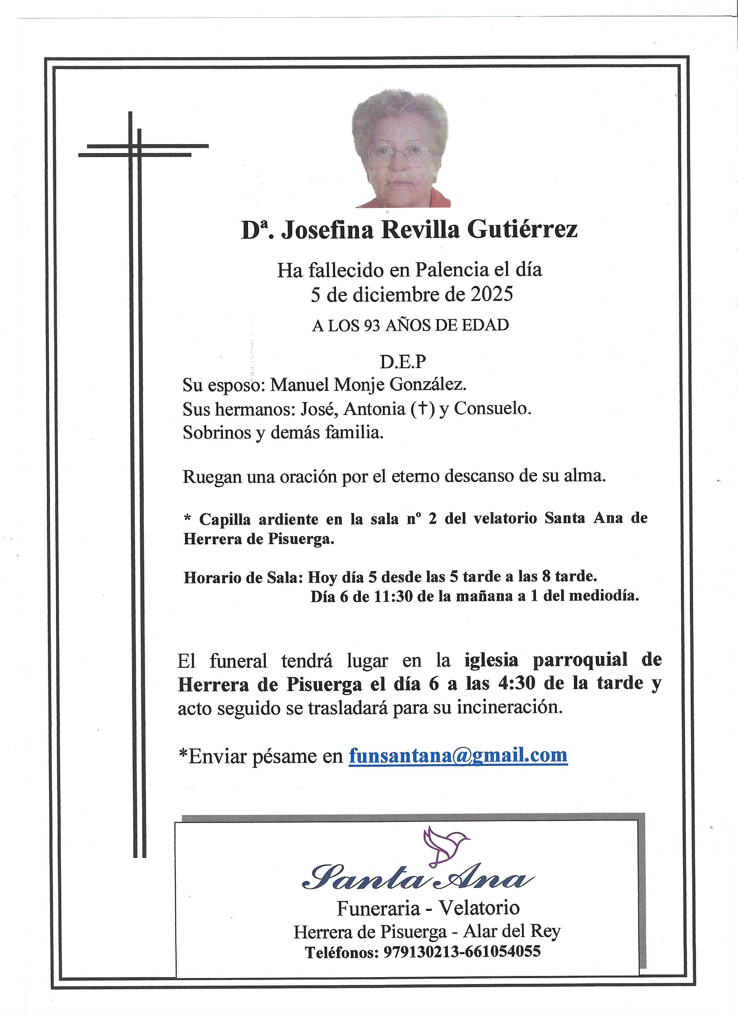 Obituary Dª. Josefina Revilla Gutiérrez