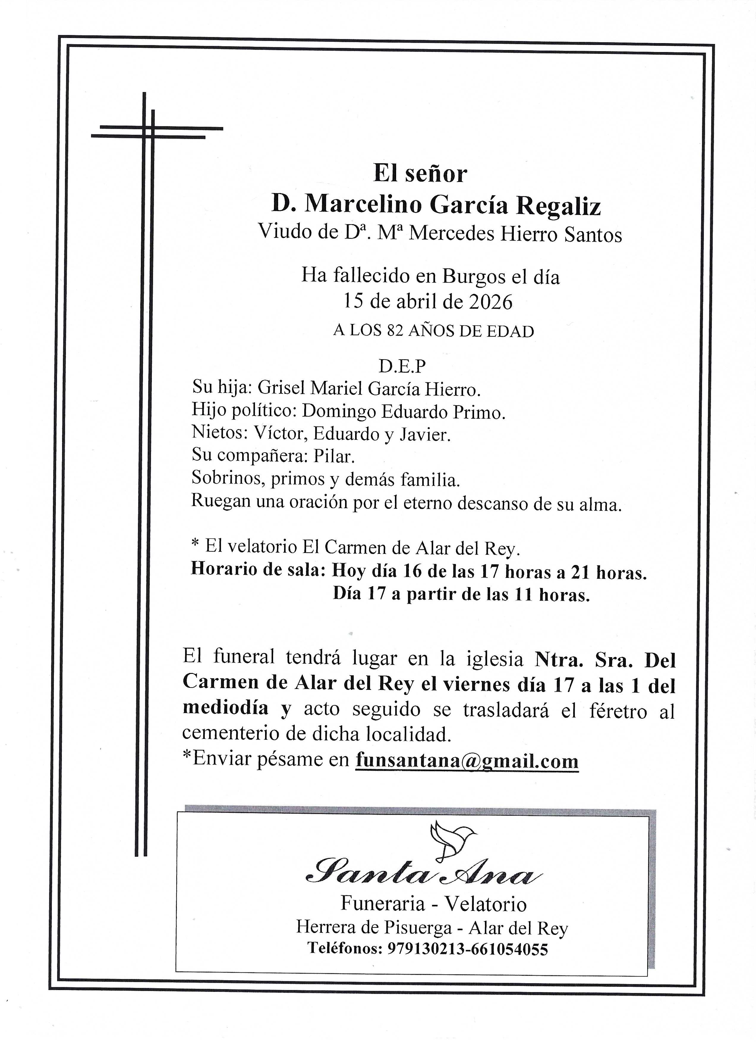 Obituary Marcelino García Regaliz