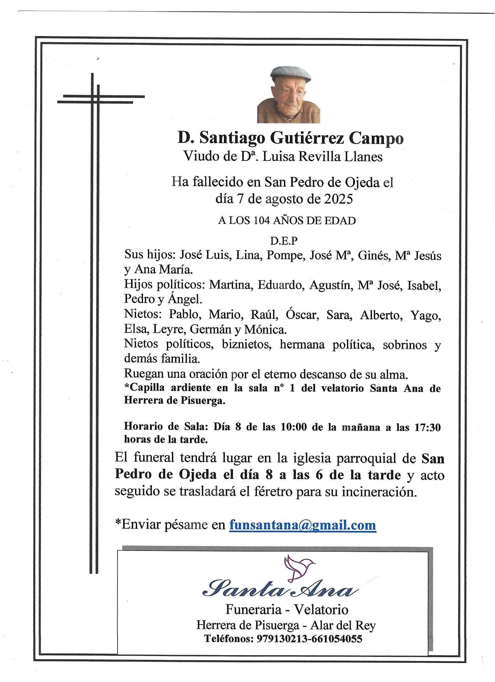 Obituary D. Santiago Gutiérrez Campo