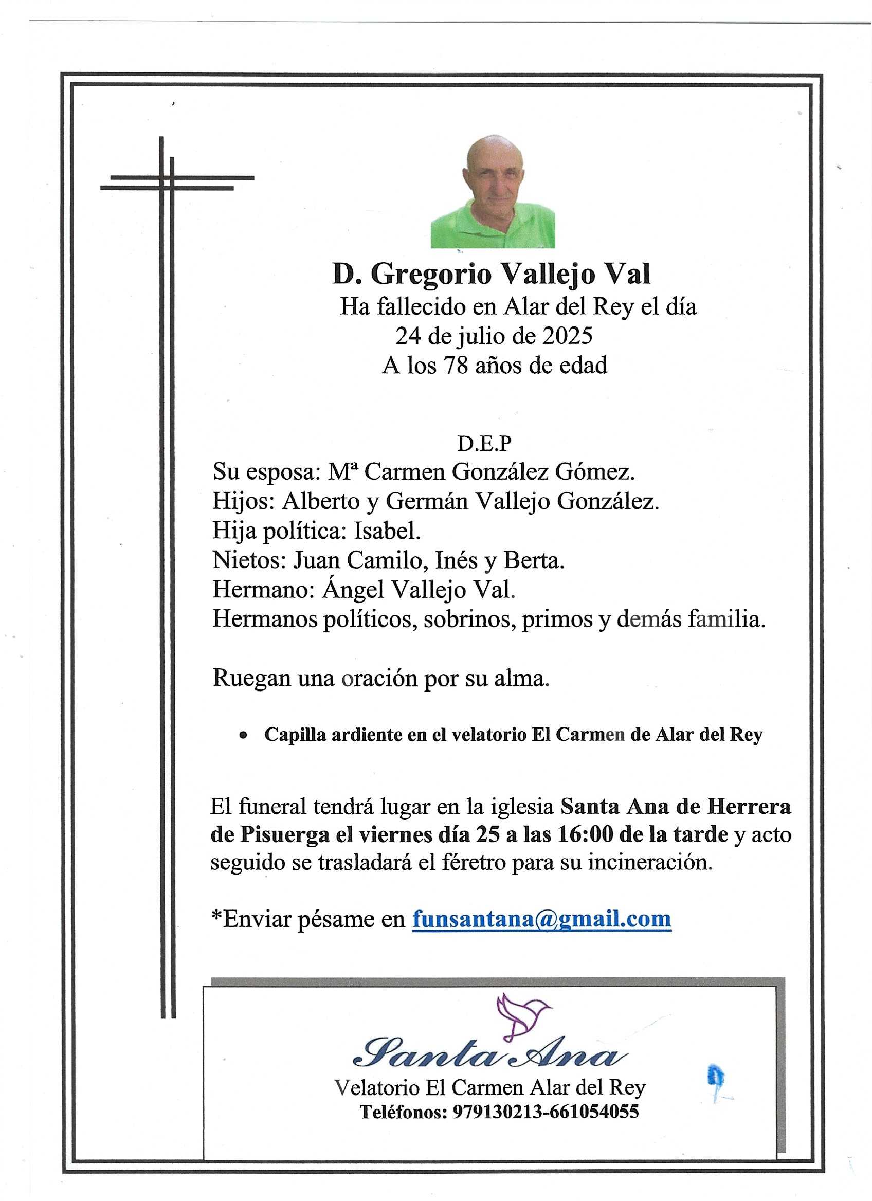 Obituary D. Gregorio Vallejo Val