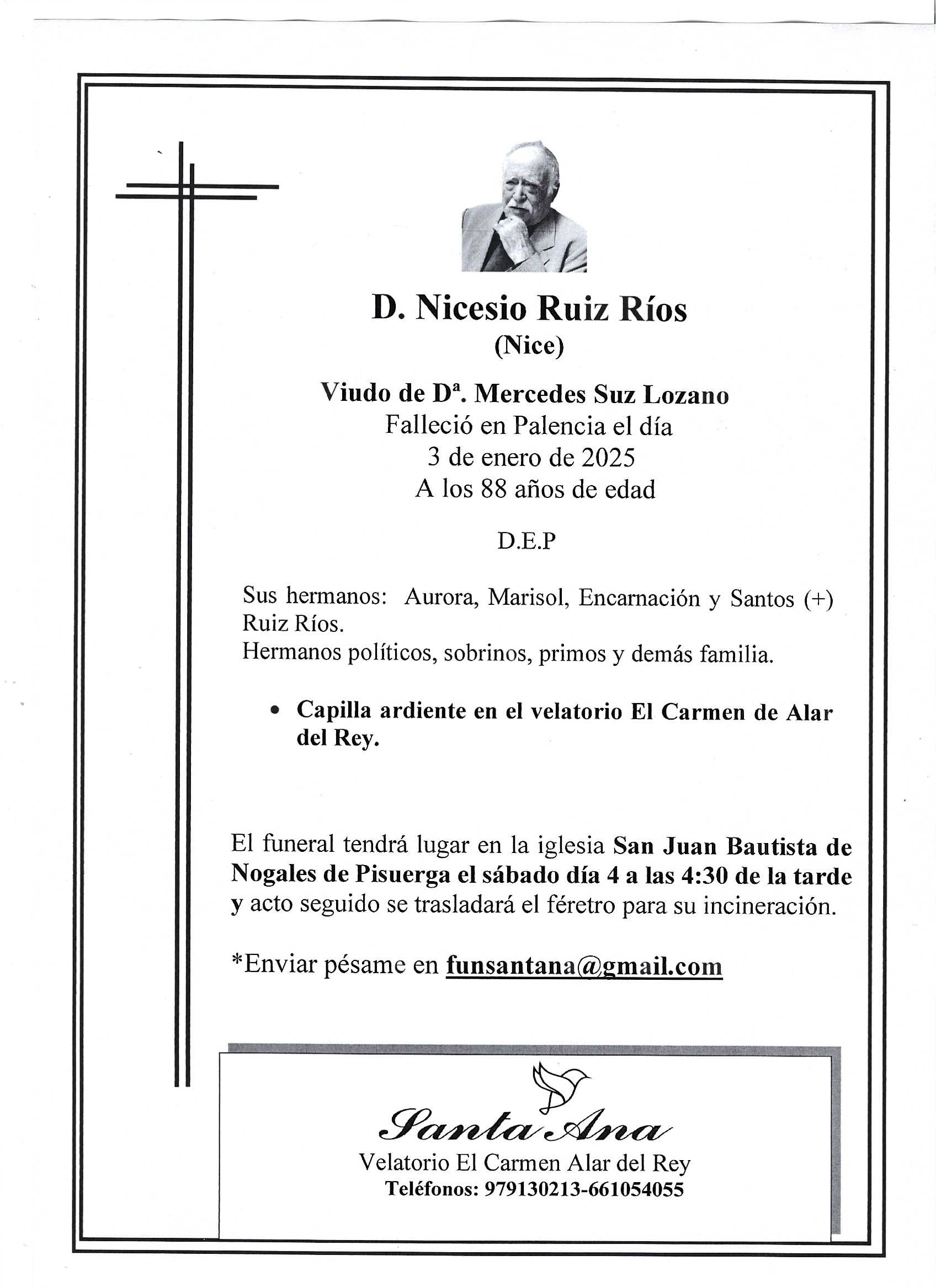 Obituary Nicesio Ruiz Ríos