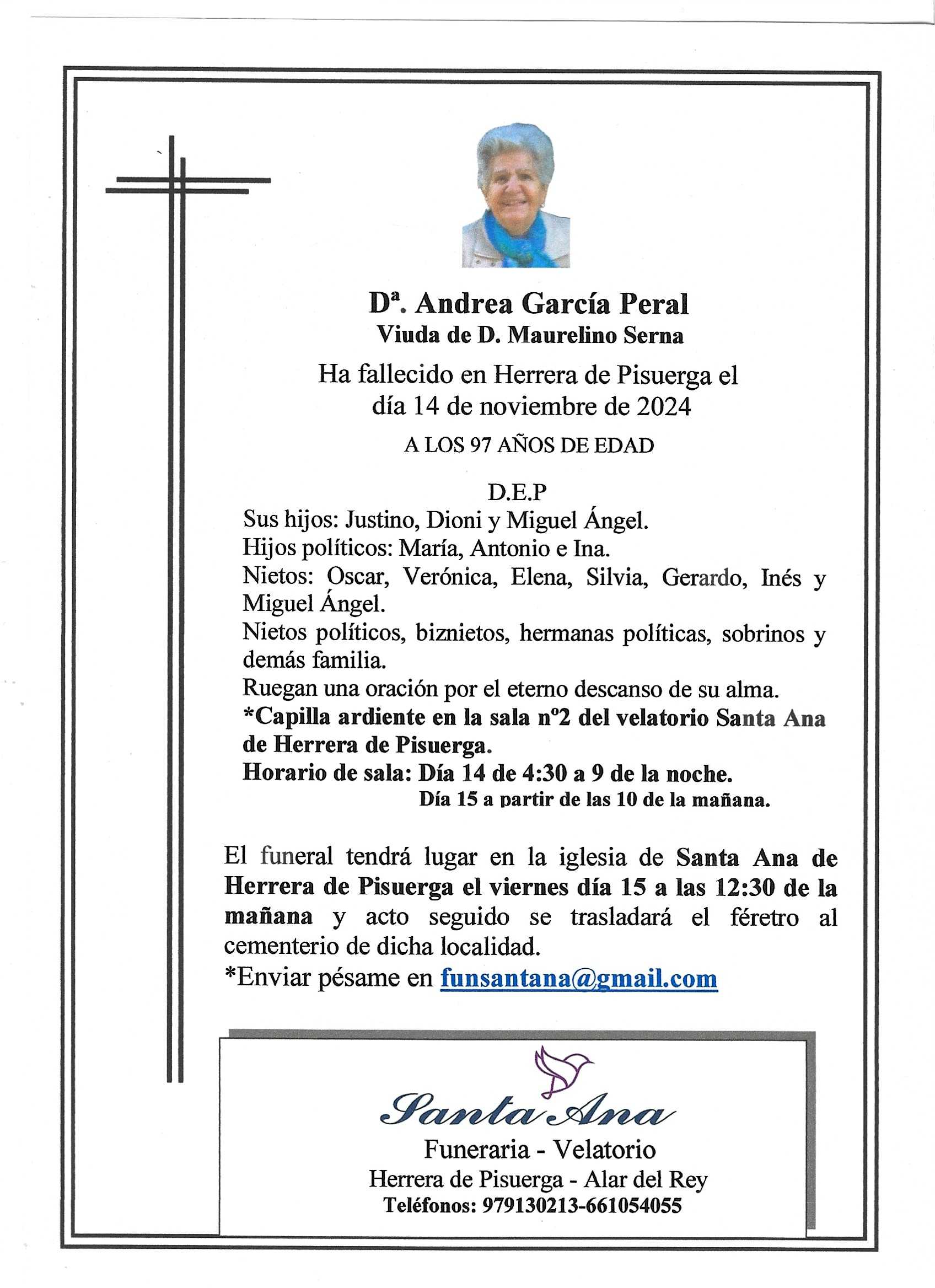 Obituary Dª Andrea García Peral