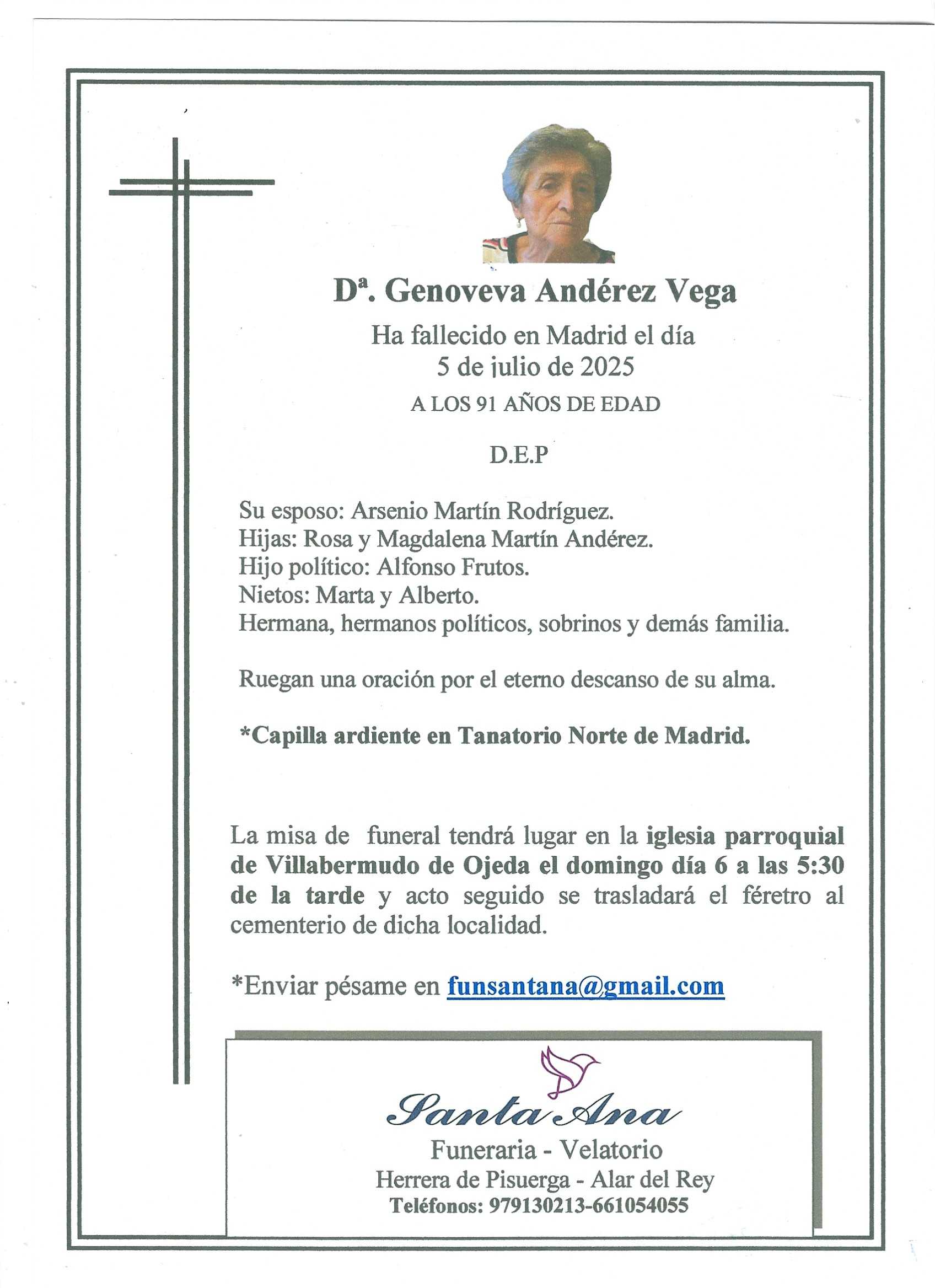 Obituary Genoveva Andérez Vega