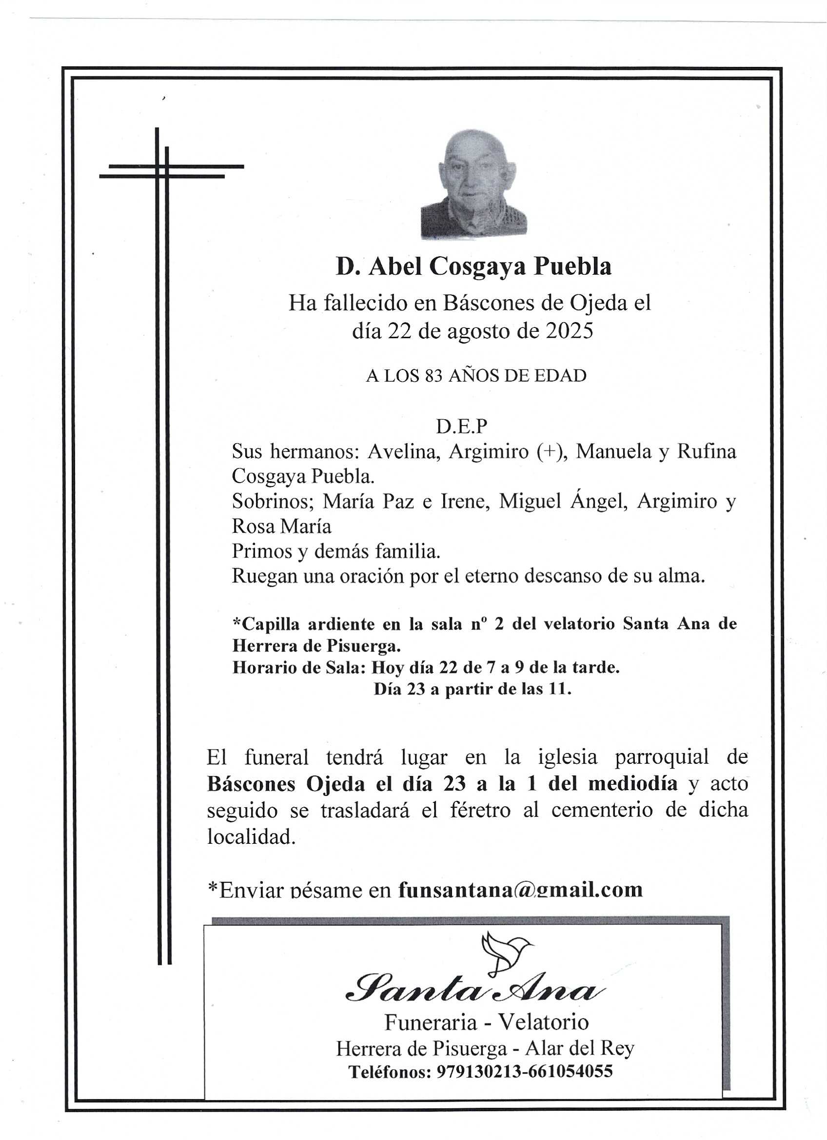 Obituary D. Abel Cosgaya Puebla