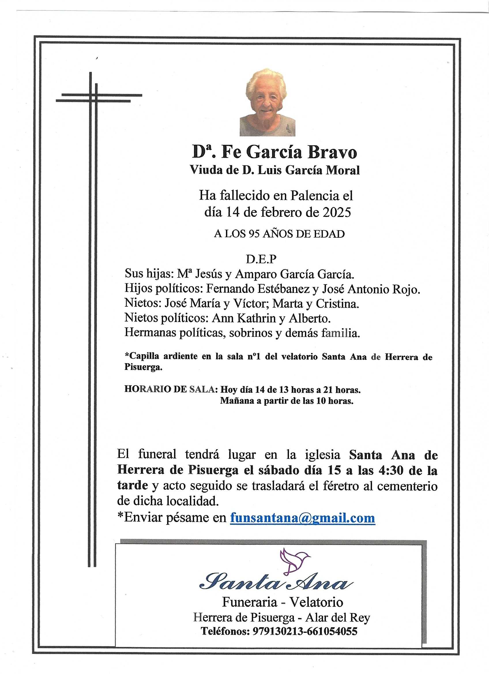 Obituary Dª Fe García Bravo