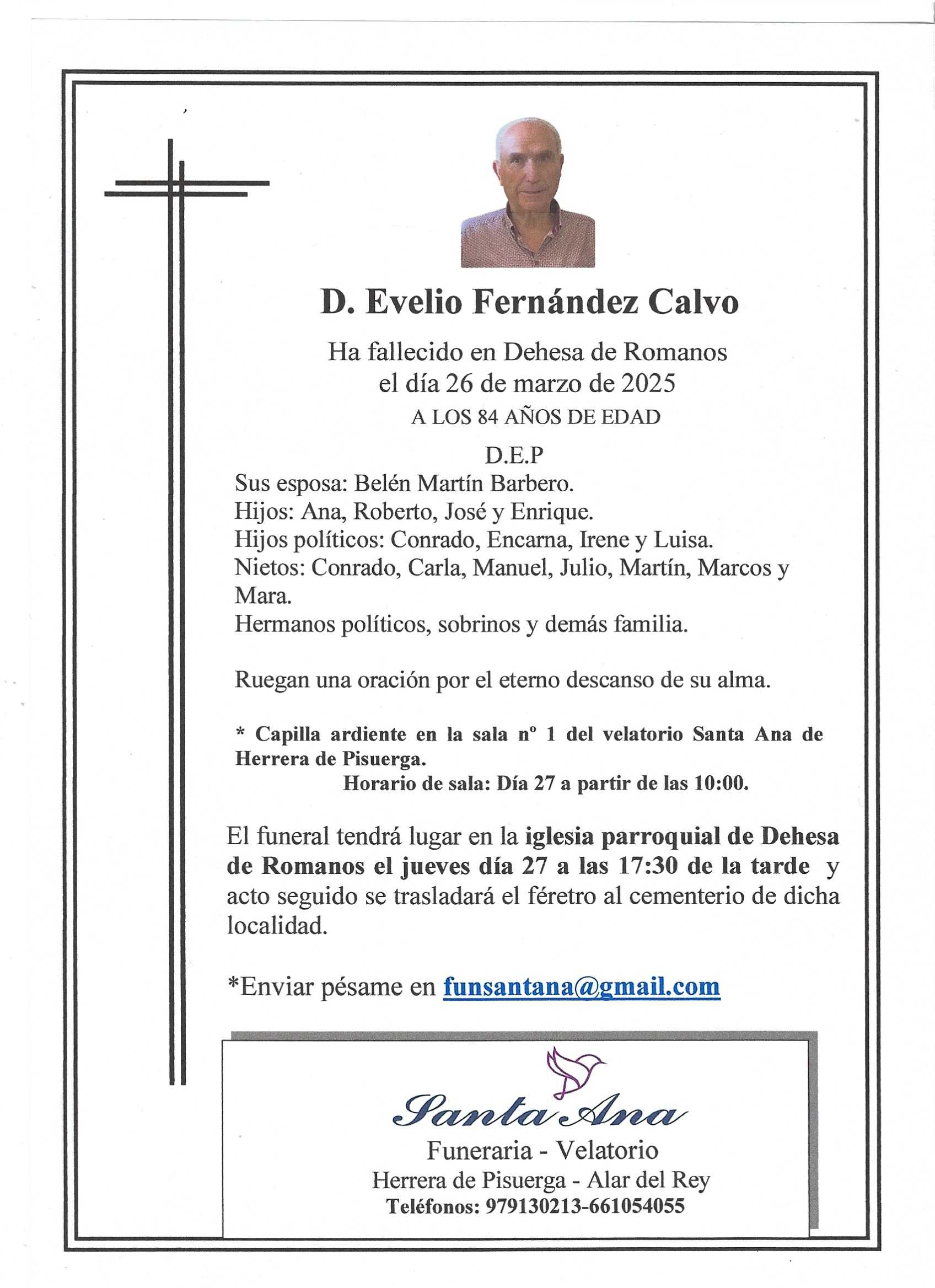 Obituary D. Evelio Fernández Calvo