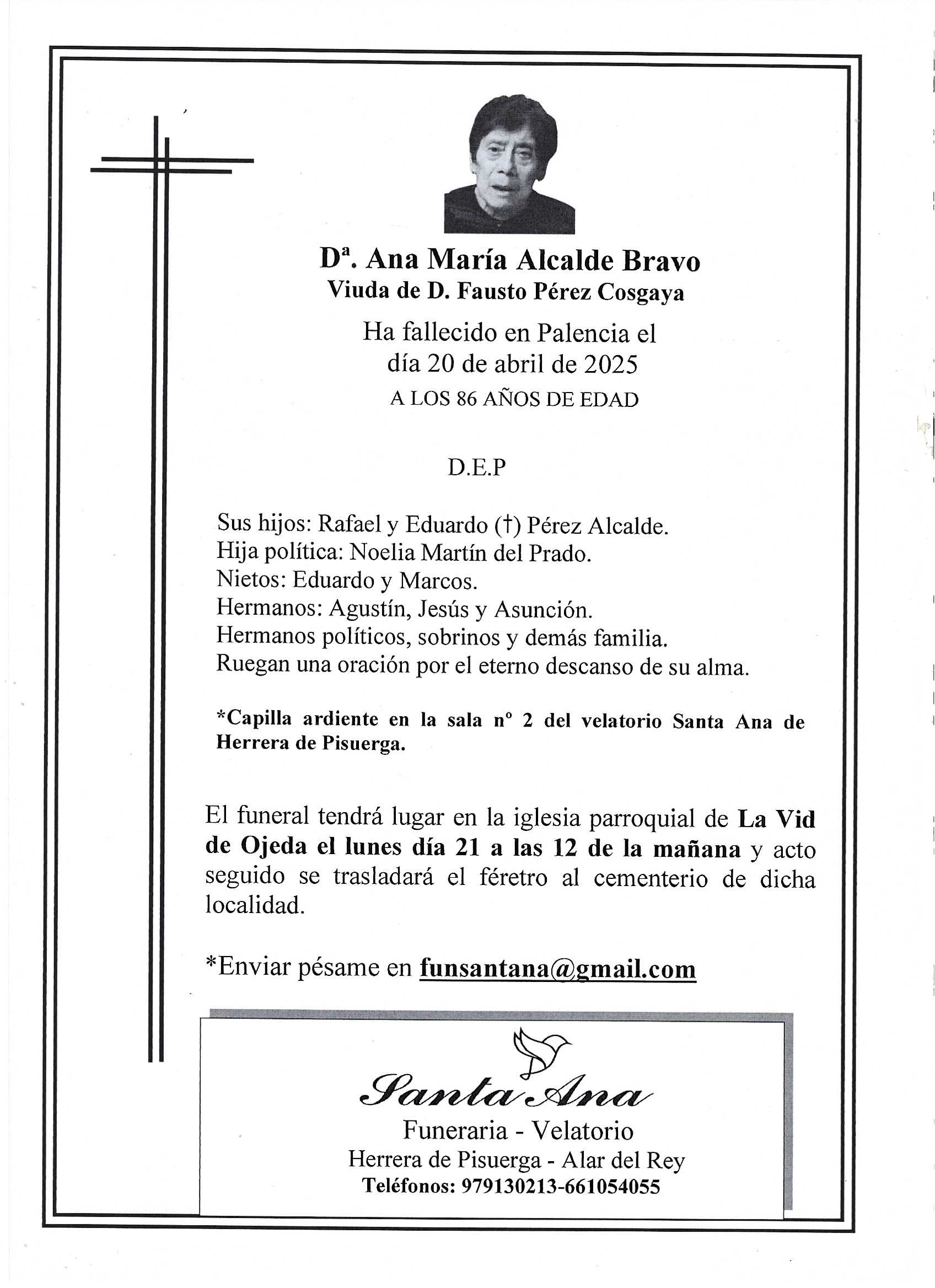 Obituary Ana María Alcalde Bravo
