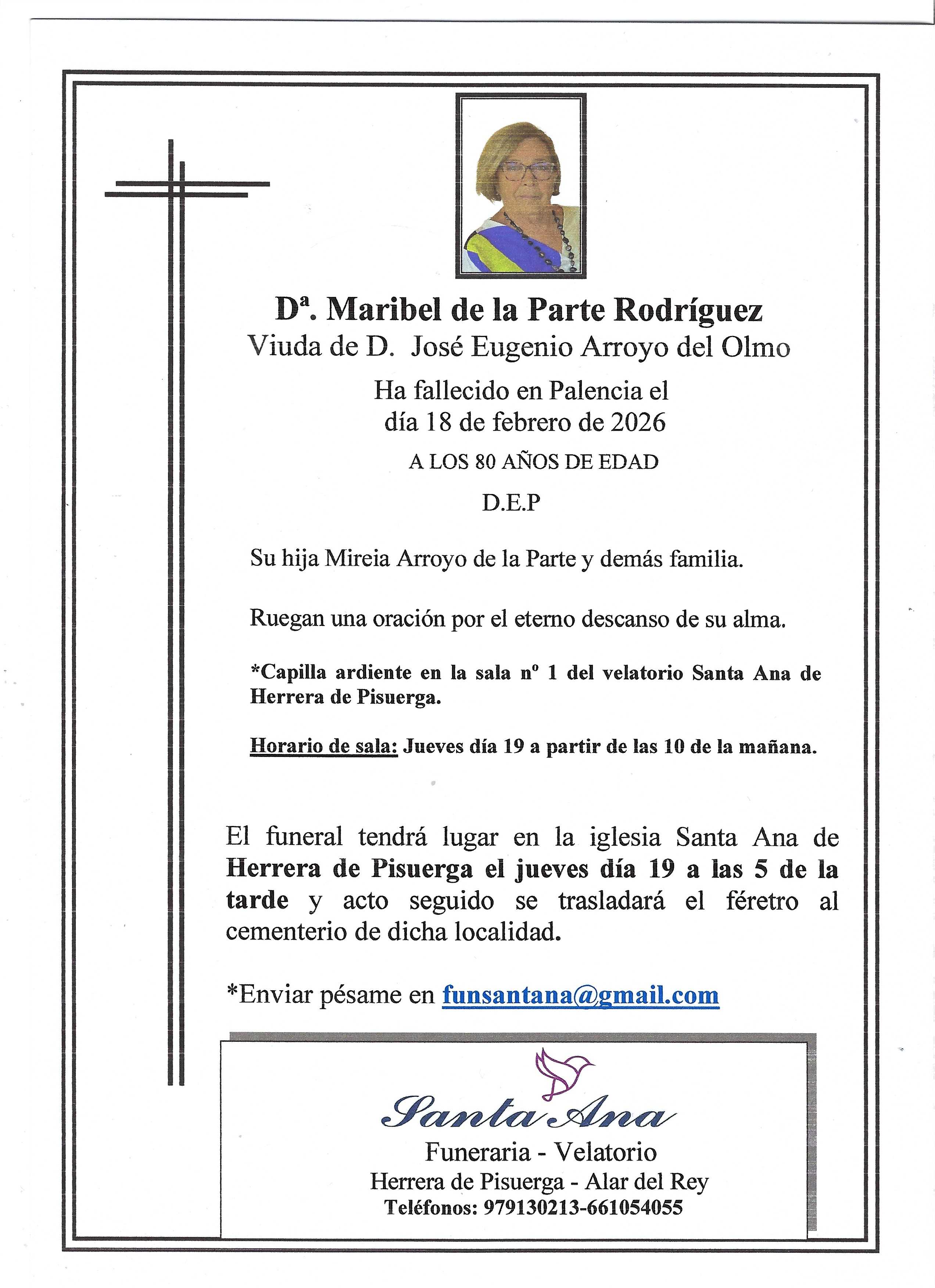 Obituary Dª. Maribel de la Parte Rodríguez