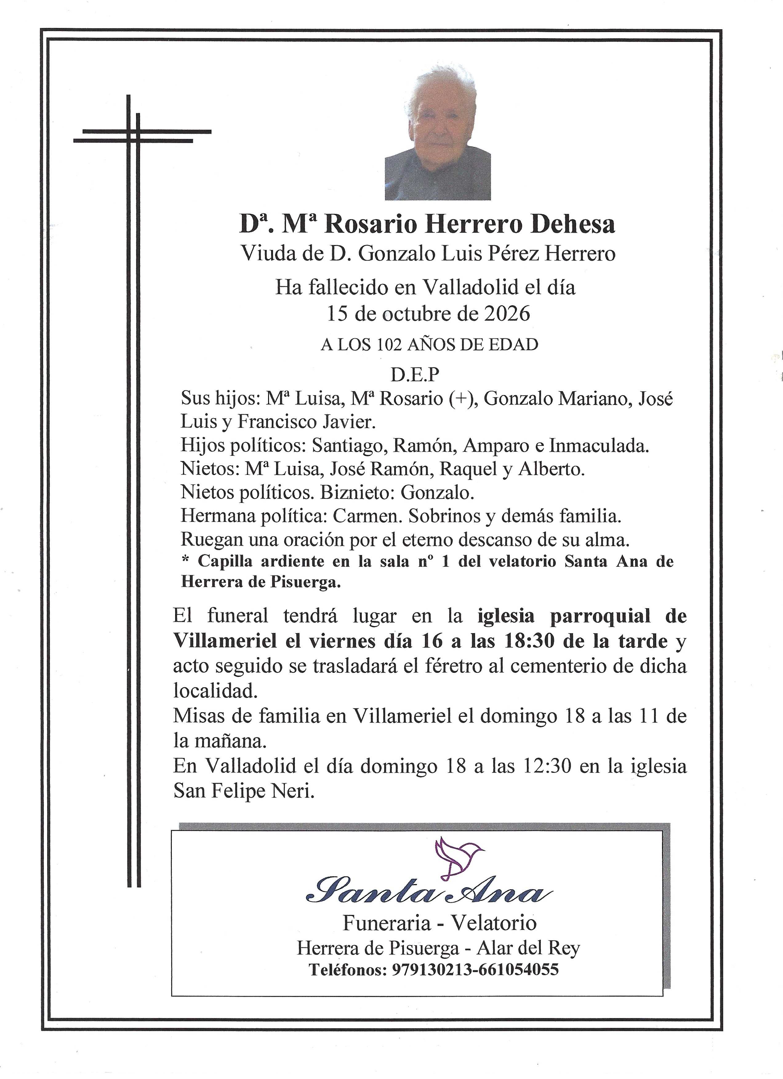 Obituary Mª Rosario Herrero Dehesa
